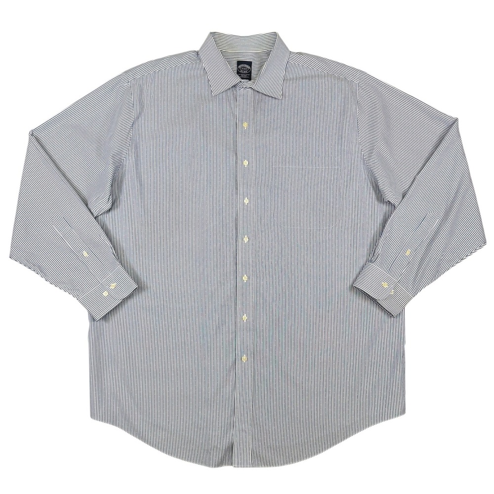 Brooks Brothers Blue Pinstripe Dress Shirt Long Sleeve 18 36/37 Supima Non-Iron